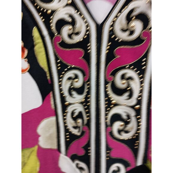 JM Collection Womens Wearable Art BOHO Tunic Top Size 1X Floral Embellished - Picture 4 of 8